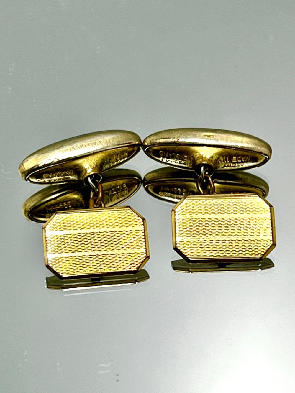 Vintage Rolled Gold Engine Turned English Cufflinks
